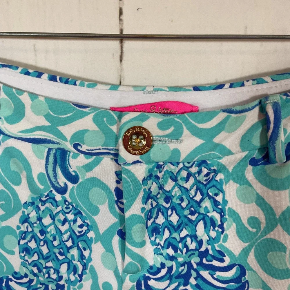 Lilly Pulitzer Callahan Shorts Womens 10‎ Blue Pineapple Print Tropical Preppy